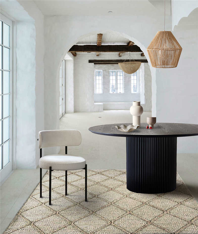 Modern Simple Natural Comfortable Black and white Dining Room